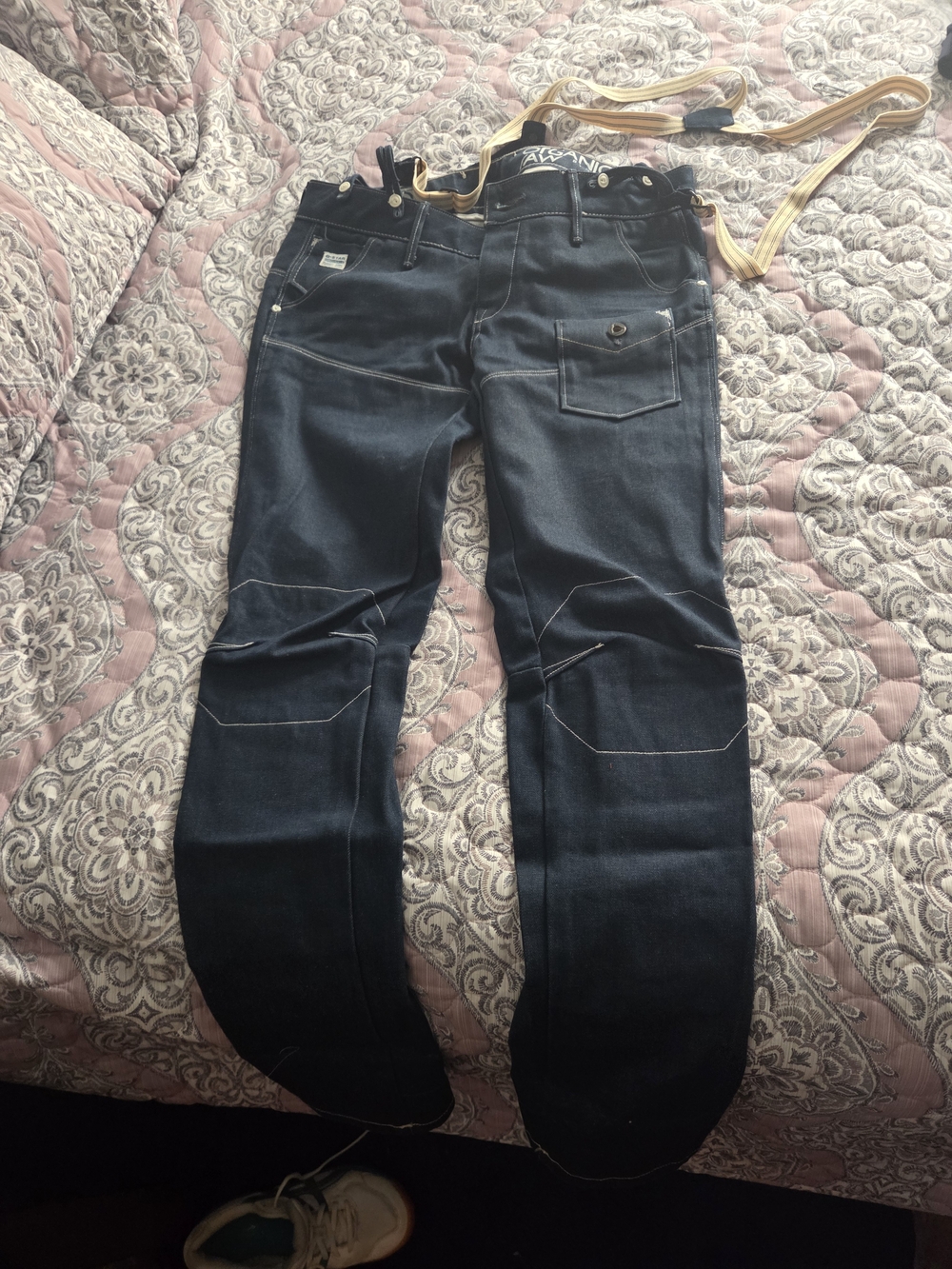 G-Star Women's Dark Blue Straight Jeans with Contrast Stitching